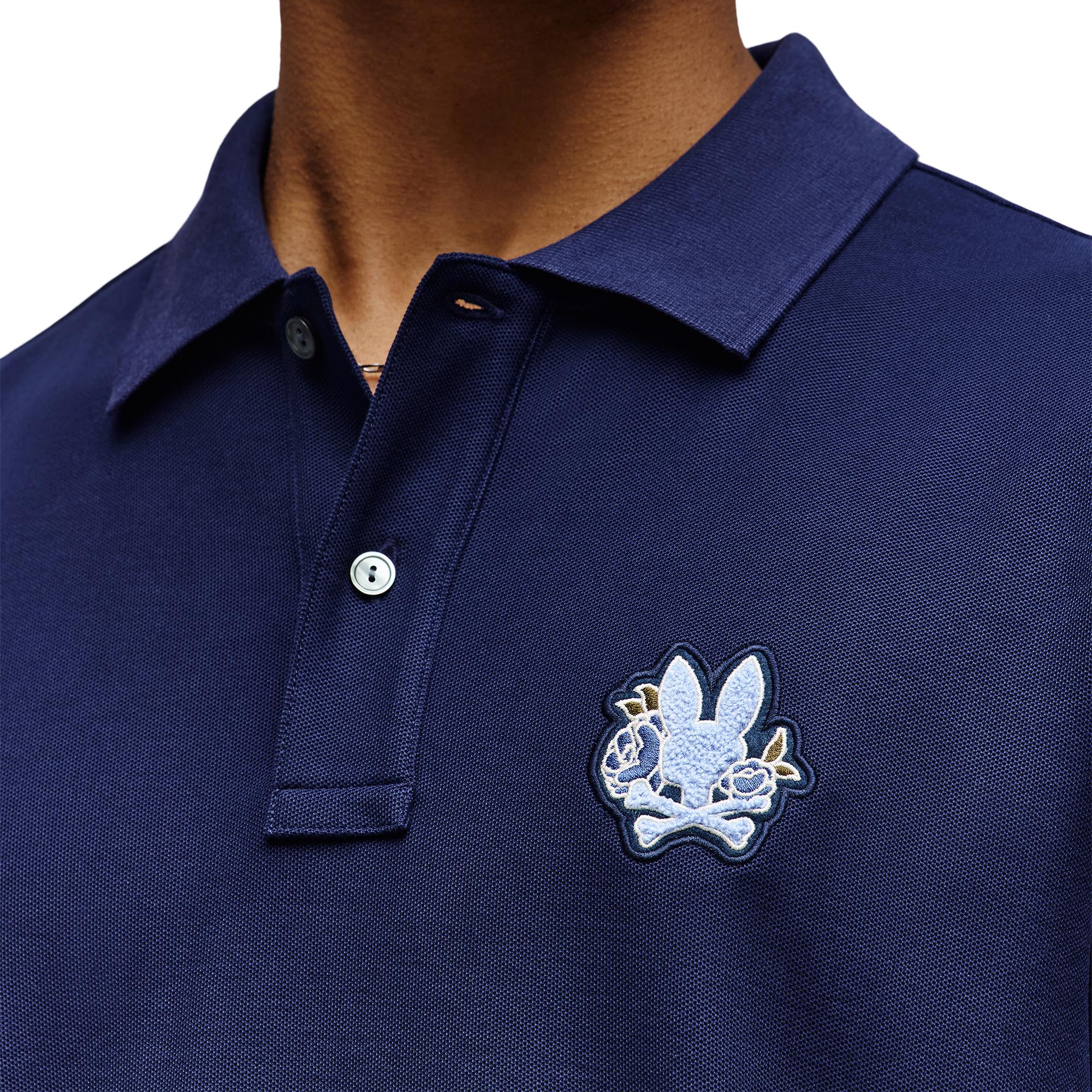 Psycho Bunny Auguste Pique Mens Polo Shirt Evening Blue
